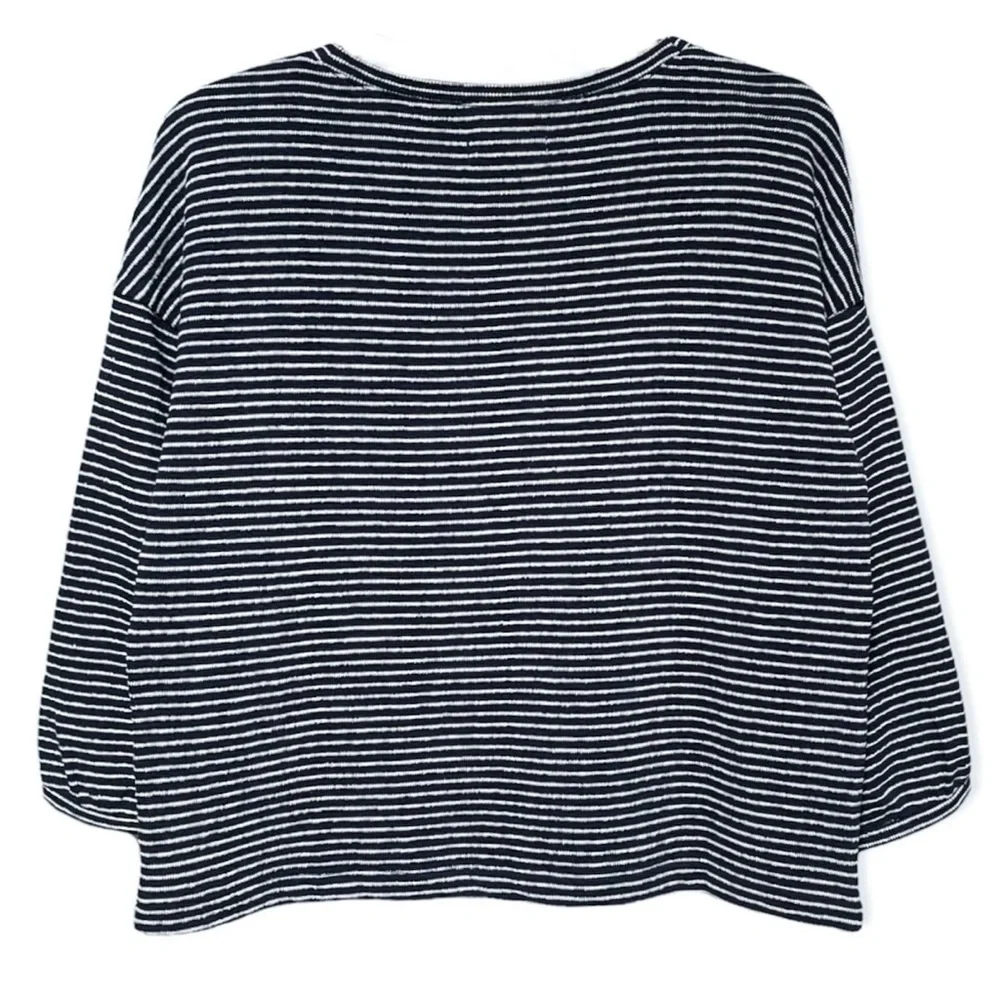 Madewell V-Neck Bubble Sleeve Stripe Sweatshirt